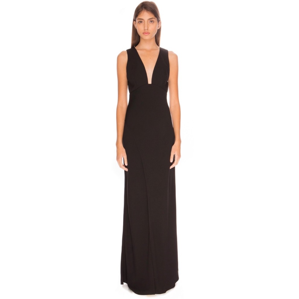 Keepsake Black Maxi Dress Low Neckline Lg (US 8)